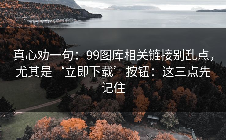 真心劝一句：99图库相关链接别乱点，尤其是‘立即下载’按钮：这三点先记住