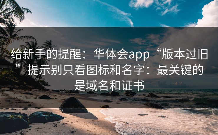 给新手的提醒：华体会app“版本过旧”提示别只看图标和名字：最关键的是域名和证书