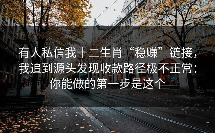 有人私信我十二生肖“稳赚”链接，我追到源头发现收款路径极不正常：你能做的第一步是这个