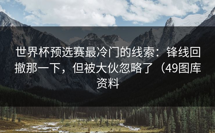 世界杯预选赛最冷门的线索：锋线回撤那一下，但被大伙忽略了（49图库资料